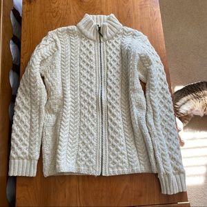 100% Irish Merino Wool Zip Up Sweater Size M